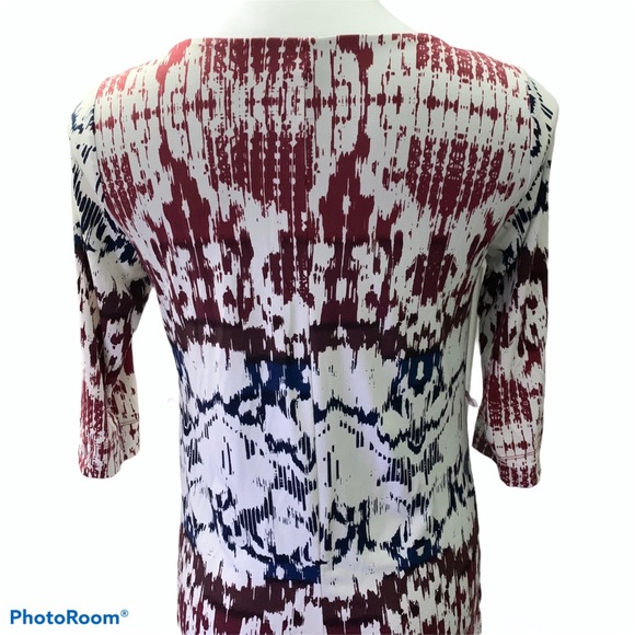 Halo Maroon Navy White Print Long Sleeve Dress - Size XS - Picture 6 of 9